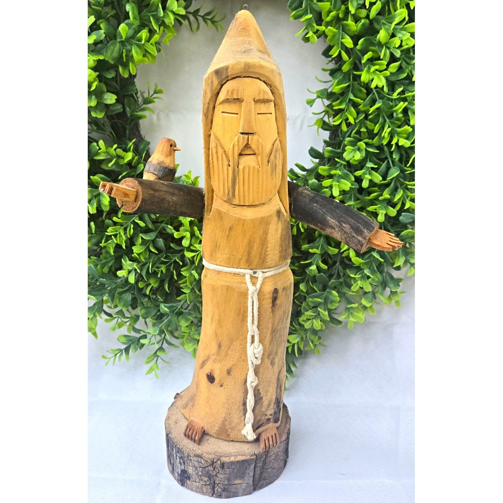 Hector Rascon Wood Carving 16" St Francis Of Assisi New Mexico Folk Art '05